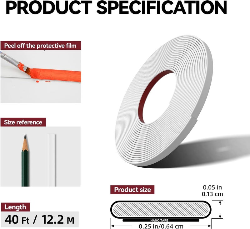 JSIWOTH 0.25in × 40Ft Peel and Stick Wall Molding Trim - Flexible Self Adhesive Molding Trim for Walls, Edges, Borders, Window Frames, Backsplash Tiles - White (Paintable) Waterproof Trim - Image 4